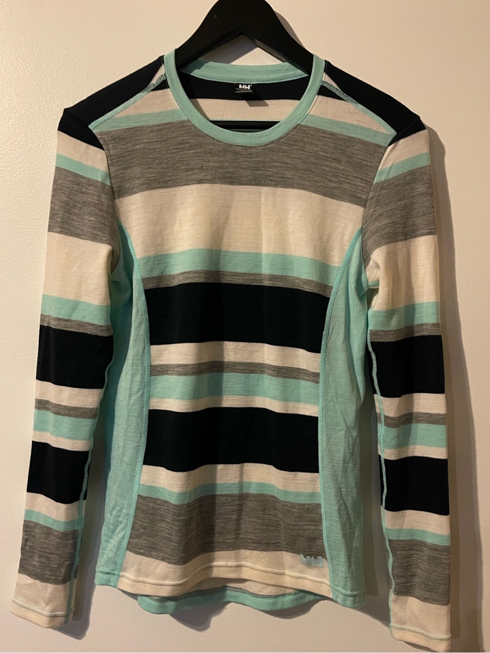 Helly Hansen 100% Merino Wool Striped Base Layer Top S